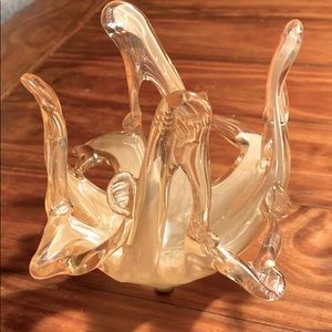 Murano-Style Iridescent Freeform Glass Bowl Italy Free Form